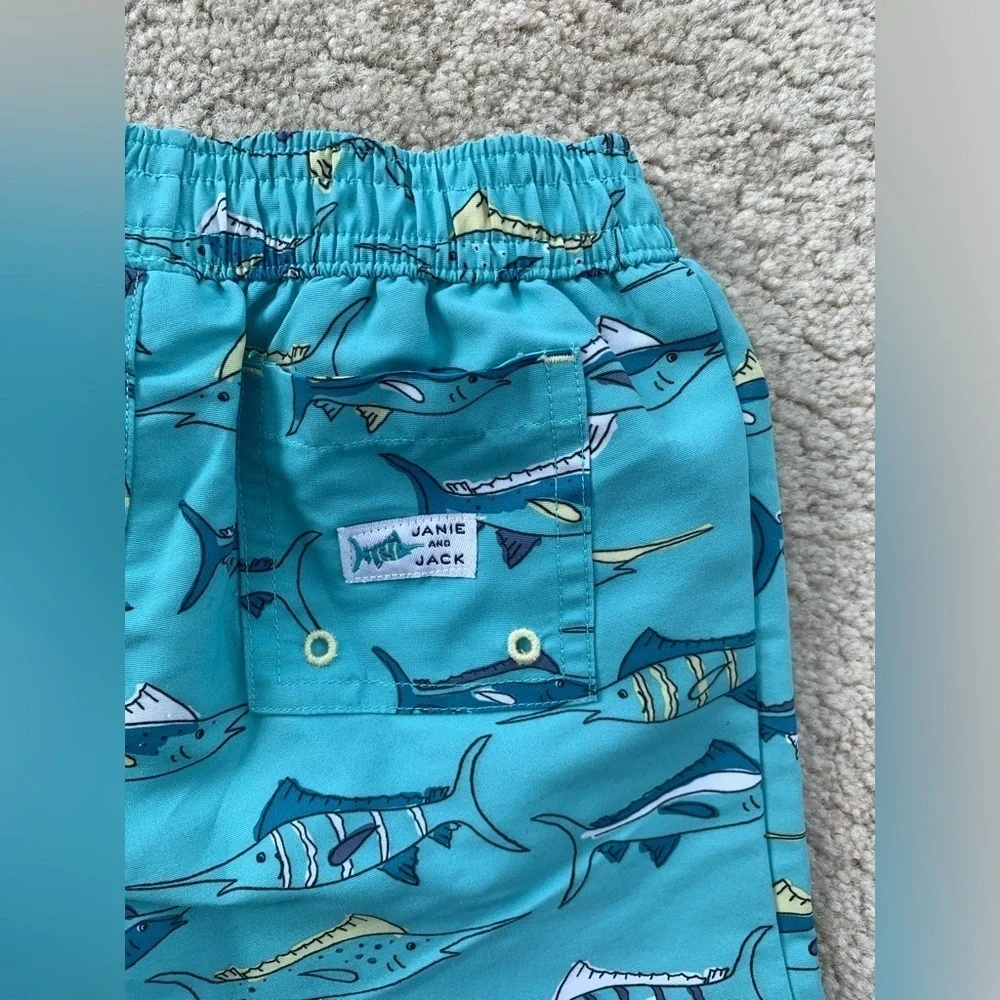 Janie and Jack Size 0-3 Months Swordfish Print Swim Trunks